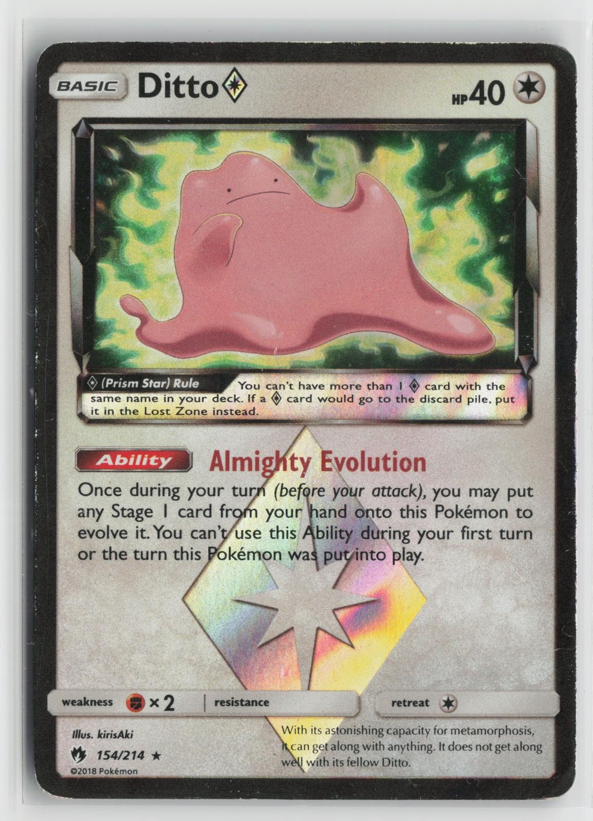 Ditto ◇ 154/214 Lost Thunder NM Prism Star Rare Holo Pokemon