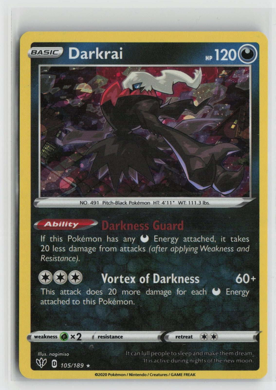 Darkrai 105/189 Holo Rare Darkness Ablaze Pokemon NM