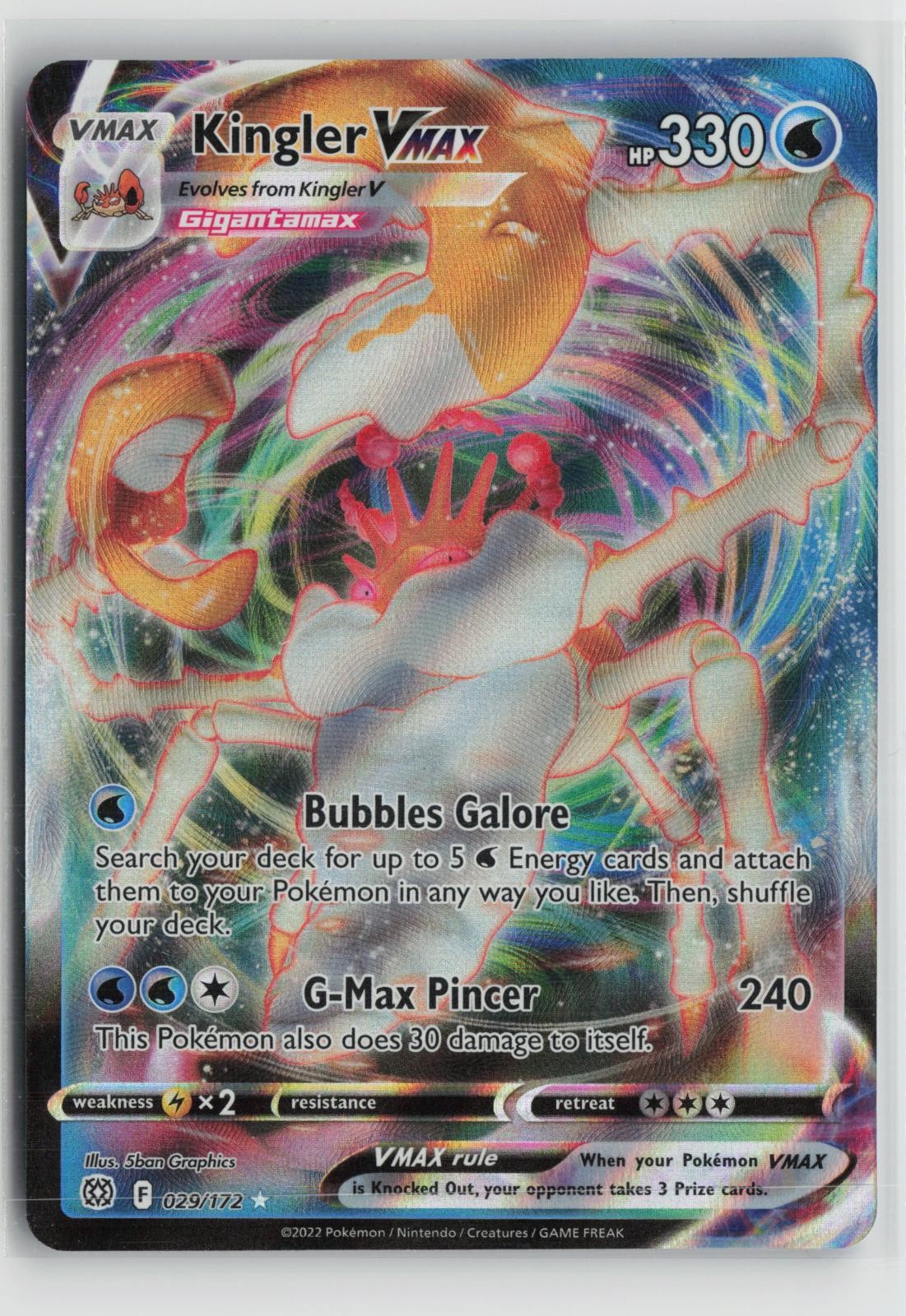 Kingler VMAX 029/172 Holo VMAX Rare Brilliant Stars Pokemon NM