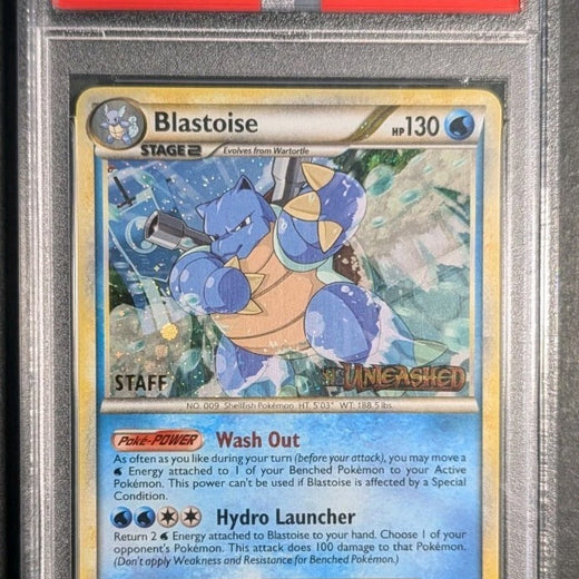 2010 Blastoise Holo PSA 9 HG SS Unleashed Pre Release STAFF #13 Pokemon Card 13