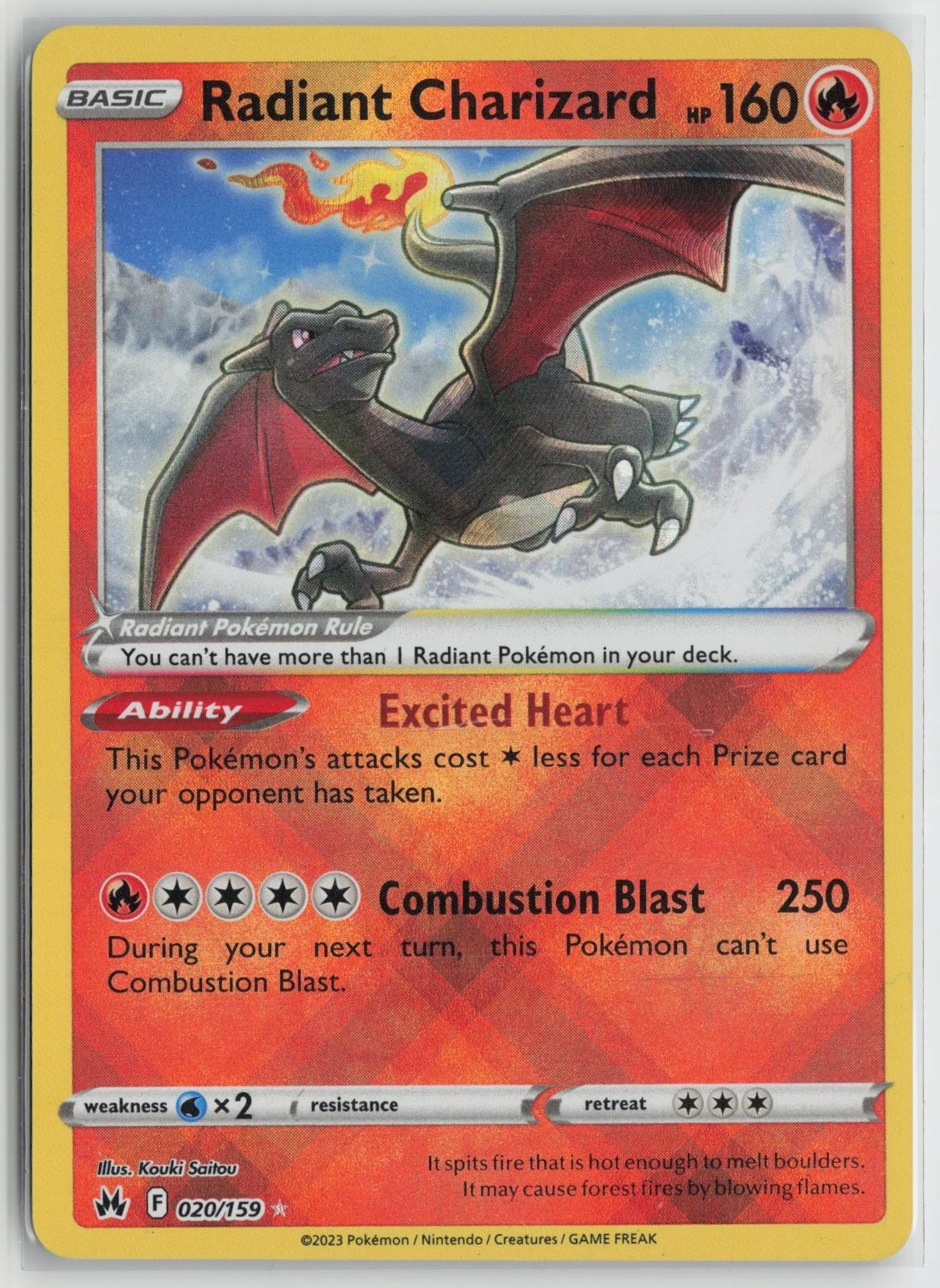 Radiant Charizard 020/159 Radiant Rare Crown Zenith Pokemon NM