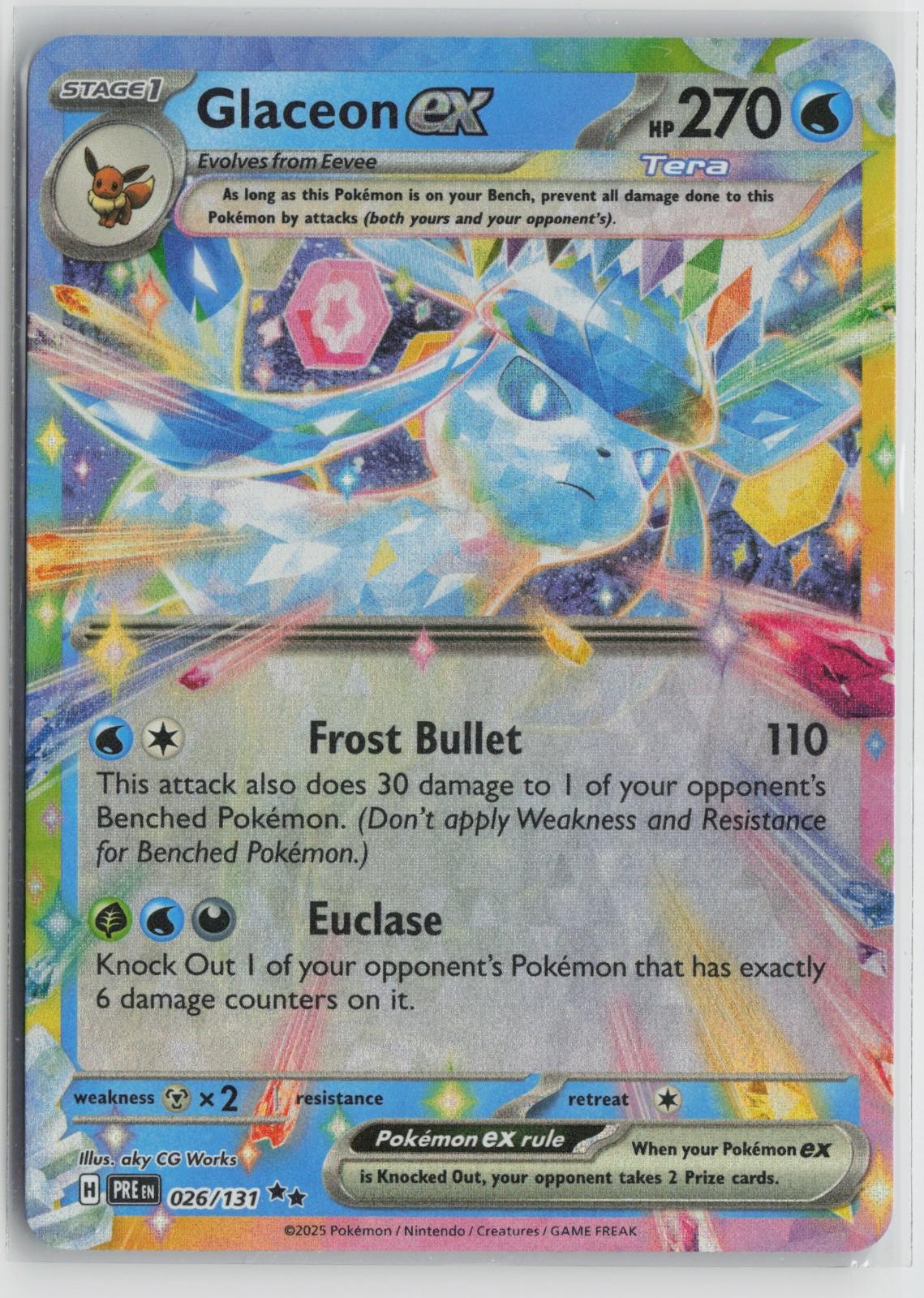 Glaceon ex 026/131 Holo Double Rare Prismatic Evolutions Pokemon NM