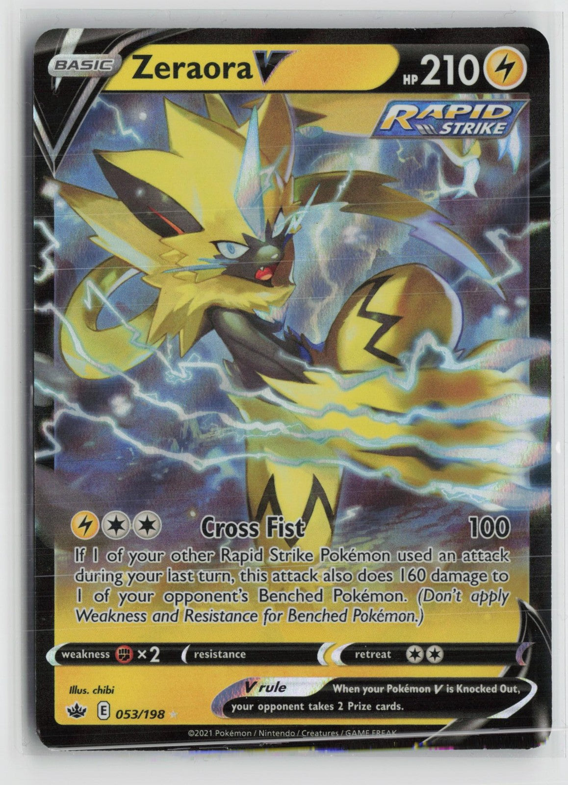 Zeraora V 053/198 Holo V Rare Chilling Reign Pokemon NM