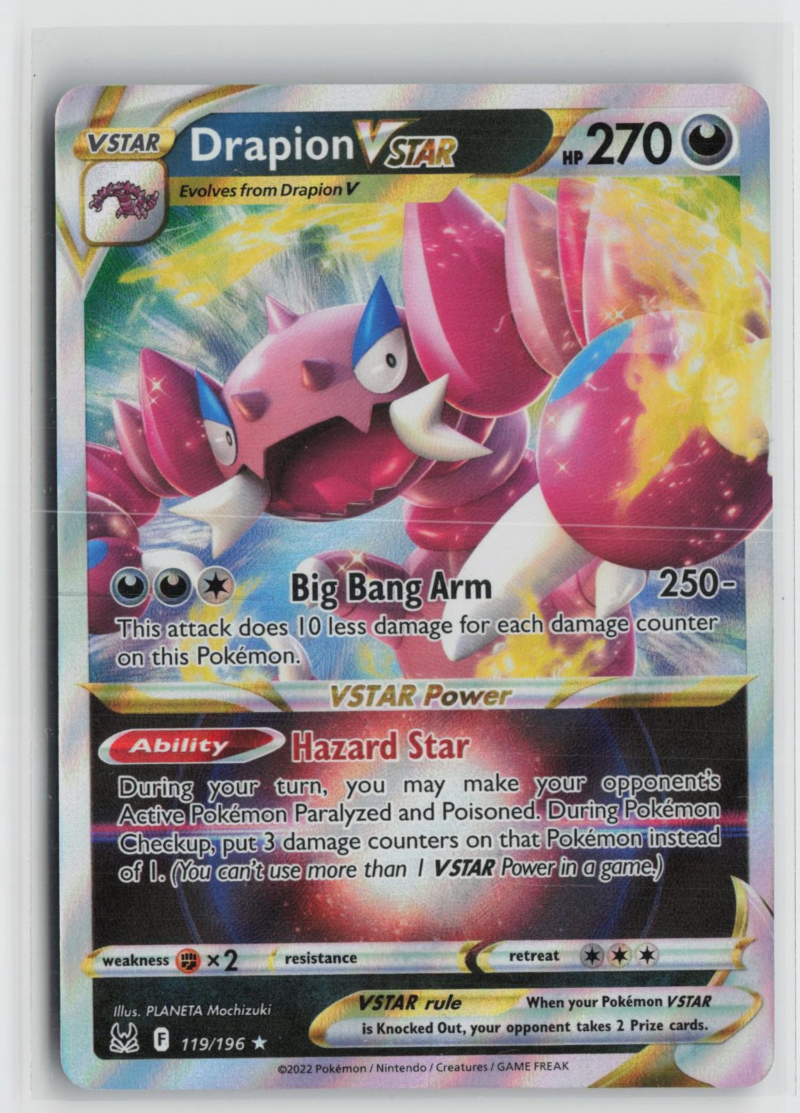 Drapion VSTAR 119/196 Holo VSTAR Rare Lost Origin Pokemon NM
