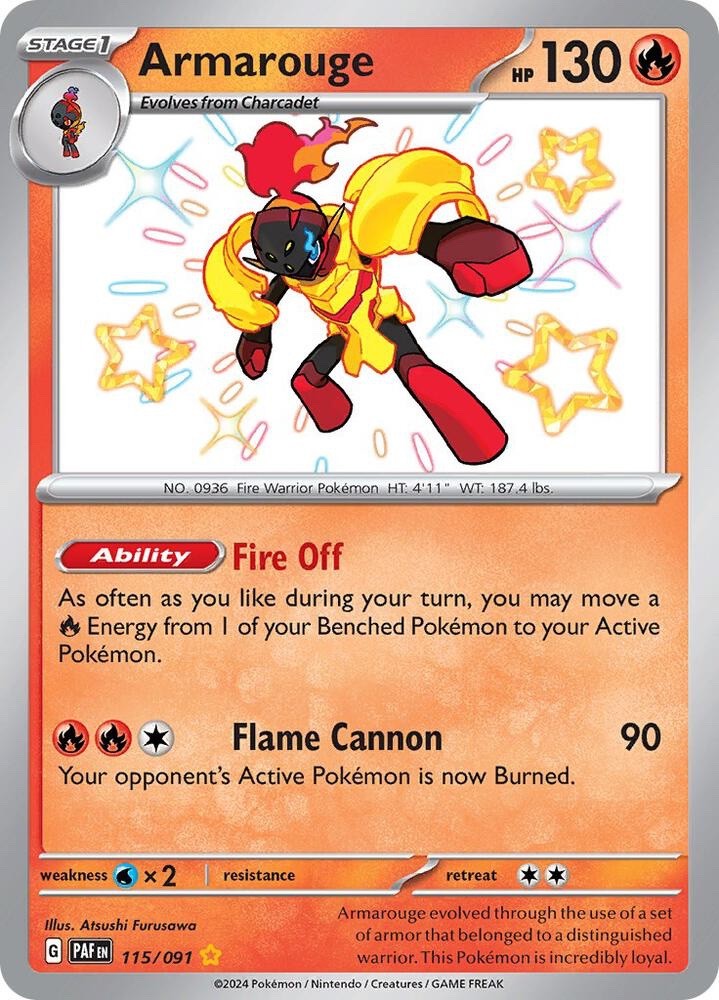 Armarouge 115/091 Paldean Fates PAF Shiny Rare Near Mint Pokemon 2024