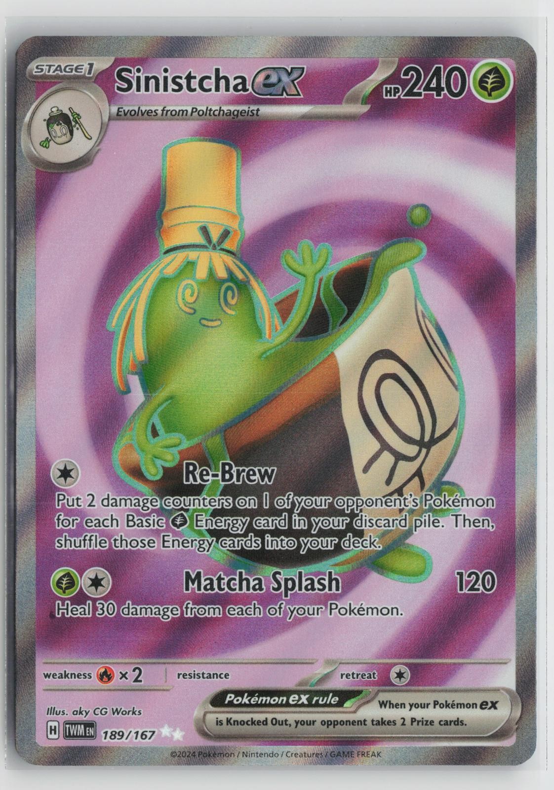 Sinistcha ex 189/167 Ultra Rare Twilight Masquerade Pokemon NM