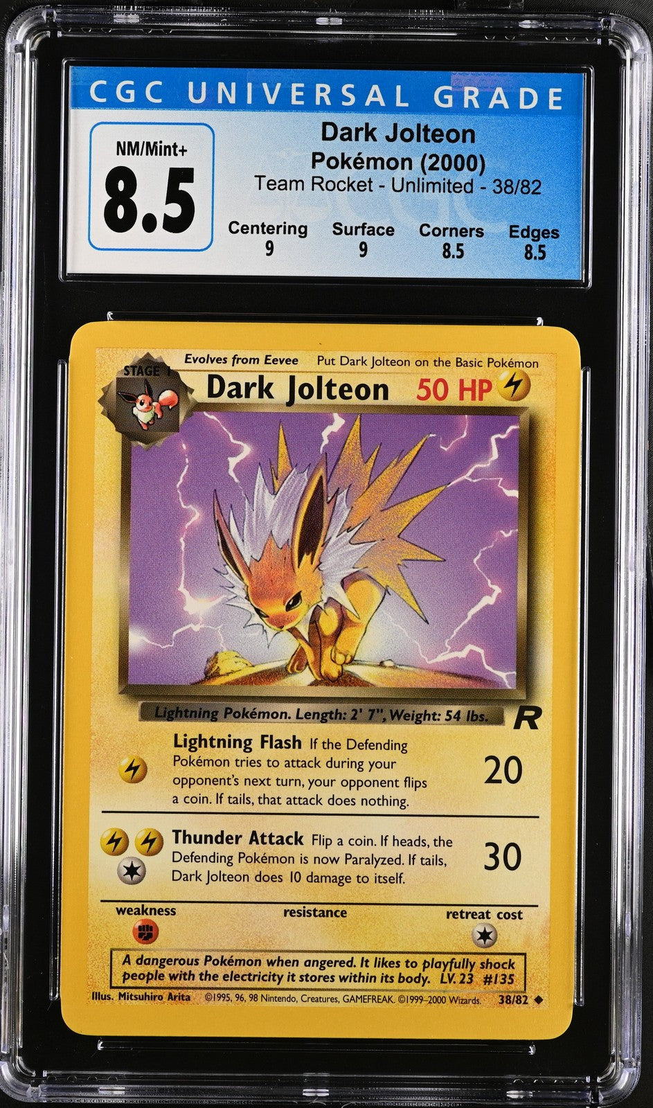 Dark Jolteon 38/82 Team Rocket Pokemon CGC 8.5 Nm/mint+