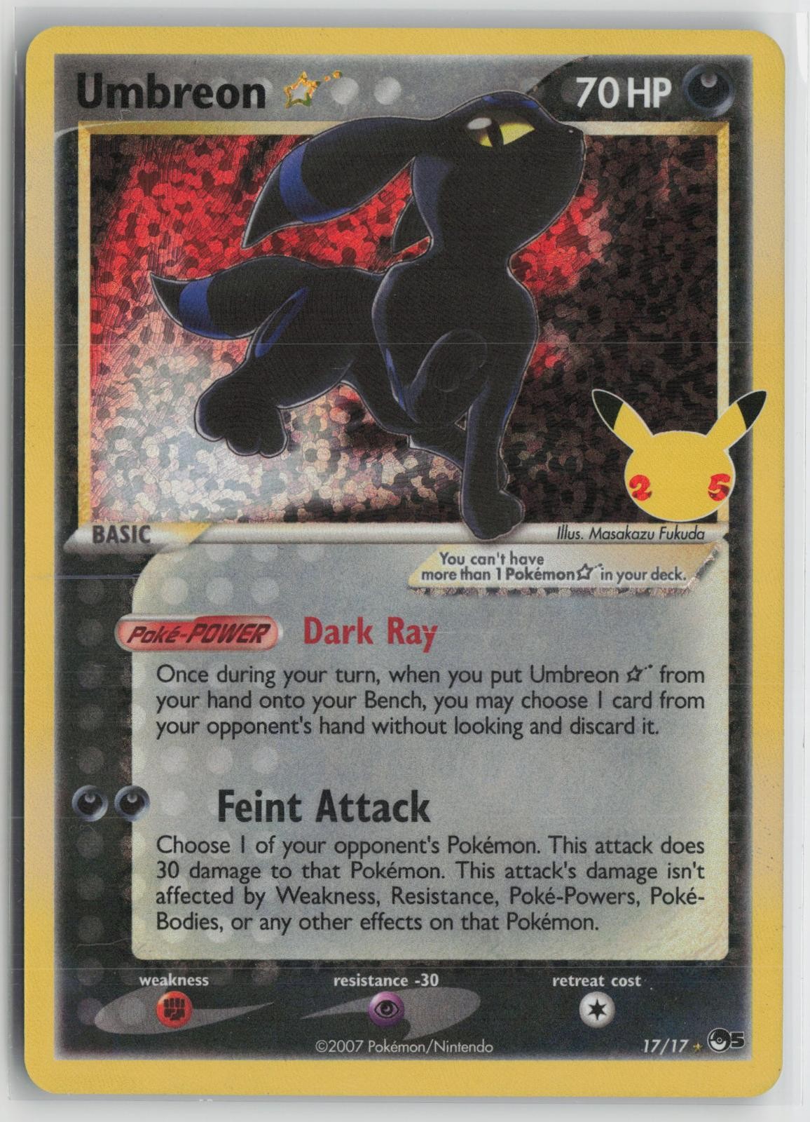 Umbreon Star 17/17 Celebrations: Classic Collection Pokemon Holo NM