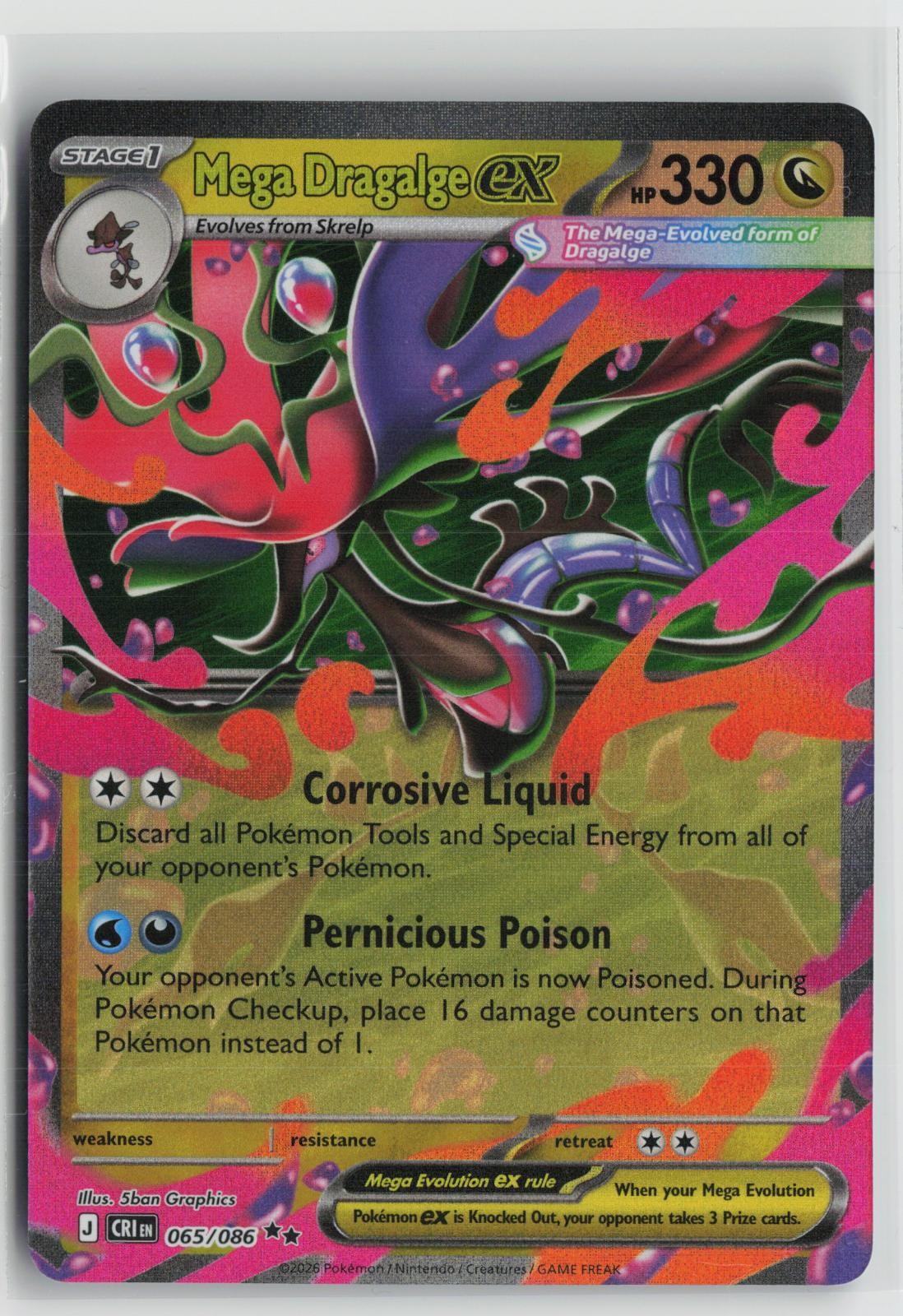Mega Dragalge ex 065/086 Double Rare ME04: Chaos Rising Pokemon NM
