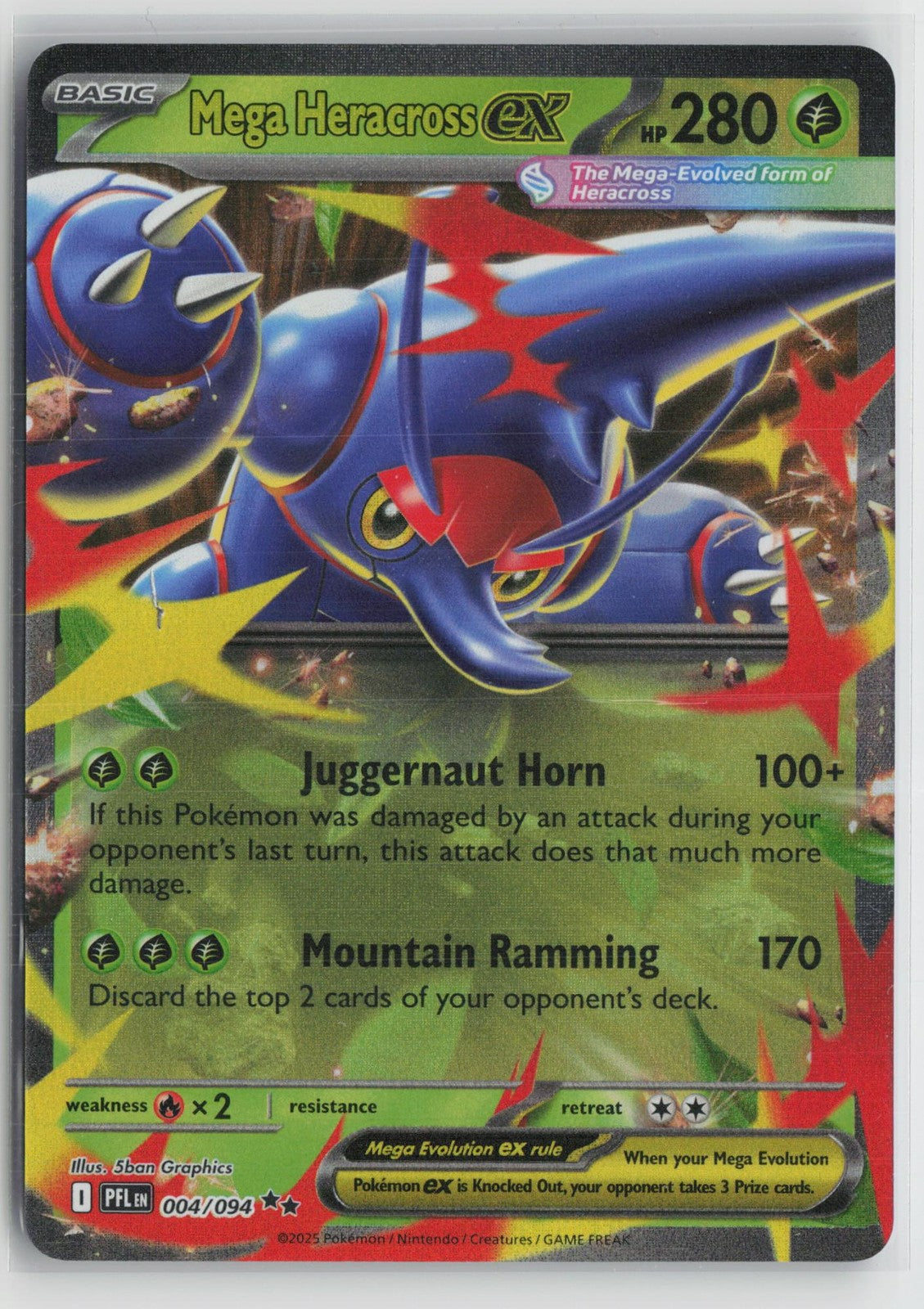 Mega Heracross ex 004/094 Double Rare Phantasmal Flames Pokemon NM