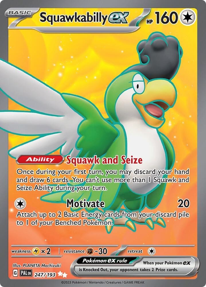 Squawkabilly ex 247/193 Paldea Evolved PAL Ultra Rare near mint 247 Pokemon 2023