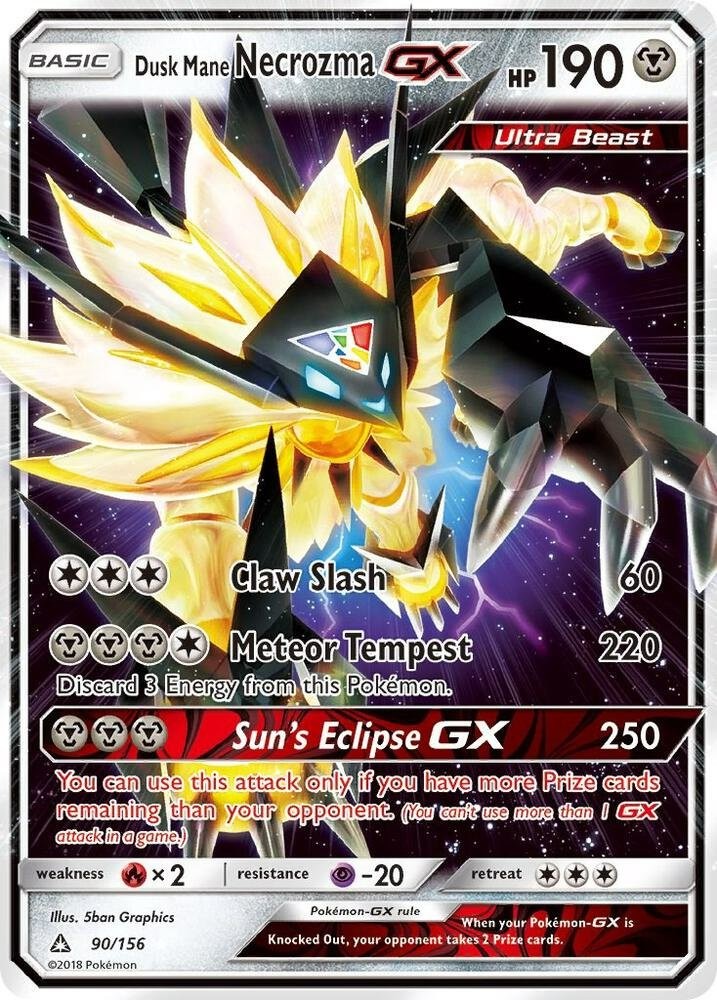 Dusk Mane Necrozma GX 90/156 Ultra Prism UPR Rare Holo GX mint 90 Pokemon