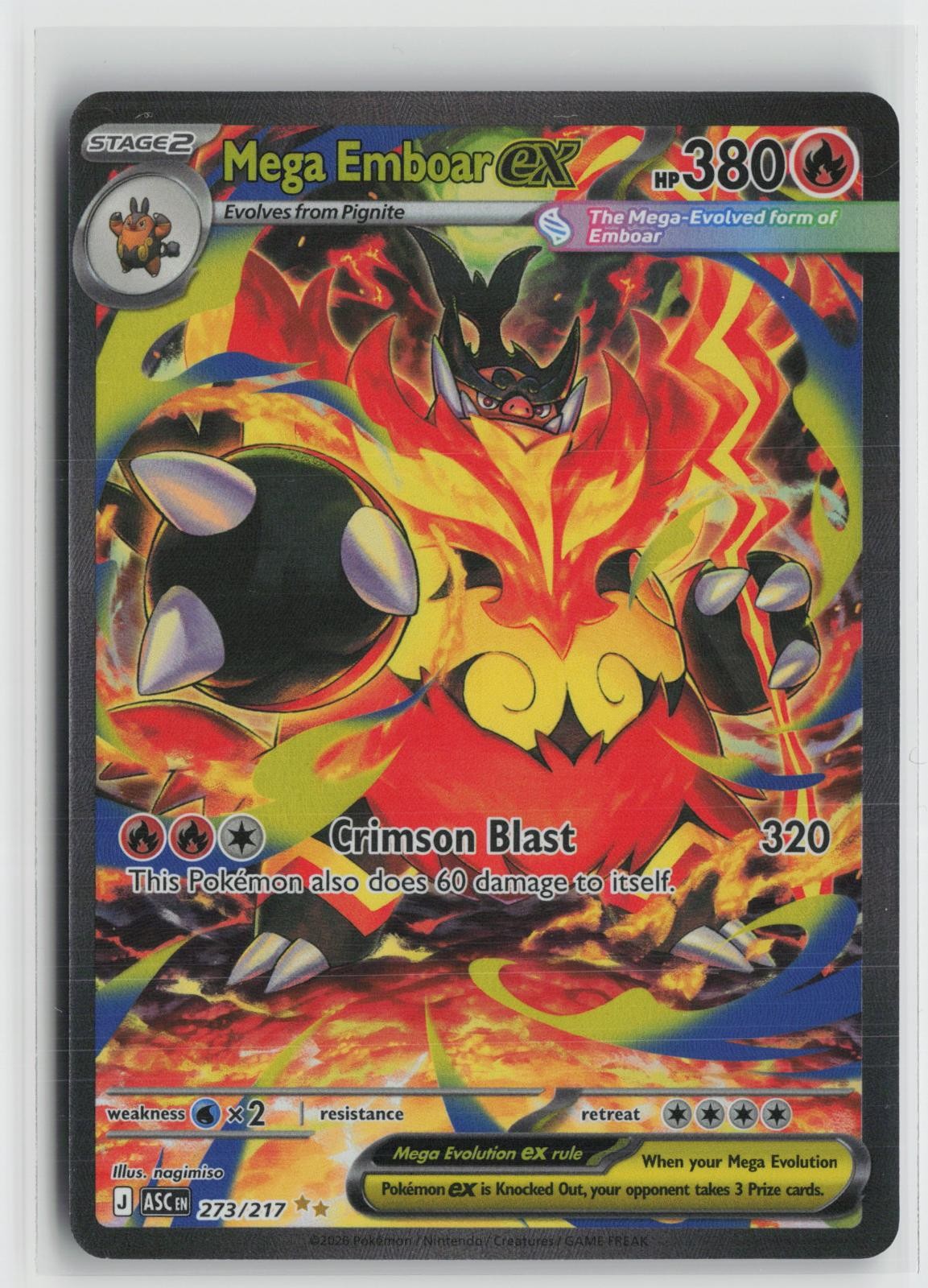 Mega Emboar ex 273/217 Special Illustration Rare Ascended Heroes Pokemon Holo NM