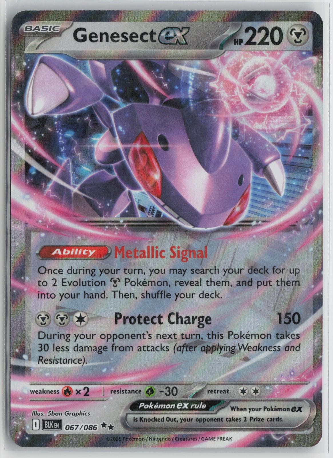 Genesect ex 067/086 Holo Double Rare Black Bolt Pokemon NM