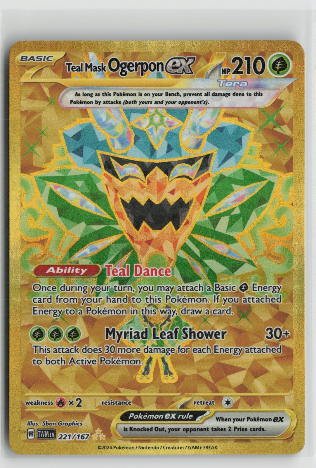 Teal Mask Ogerpon ex 221/167 Hyper Rare Twilight Masquerade Pokemon NM