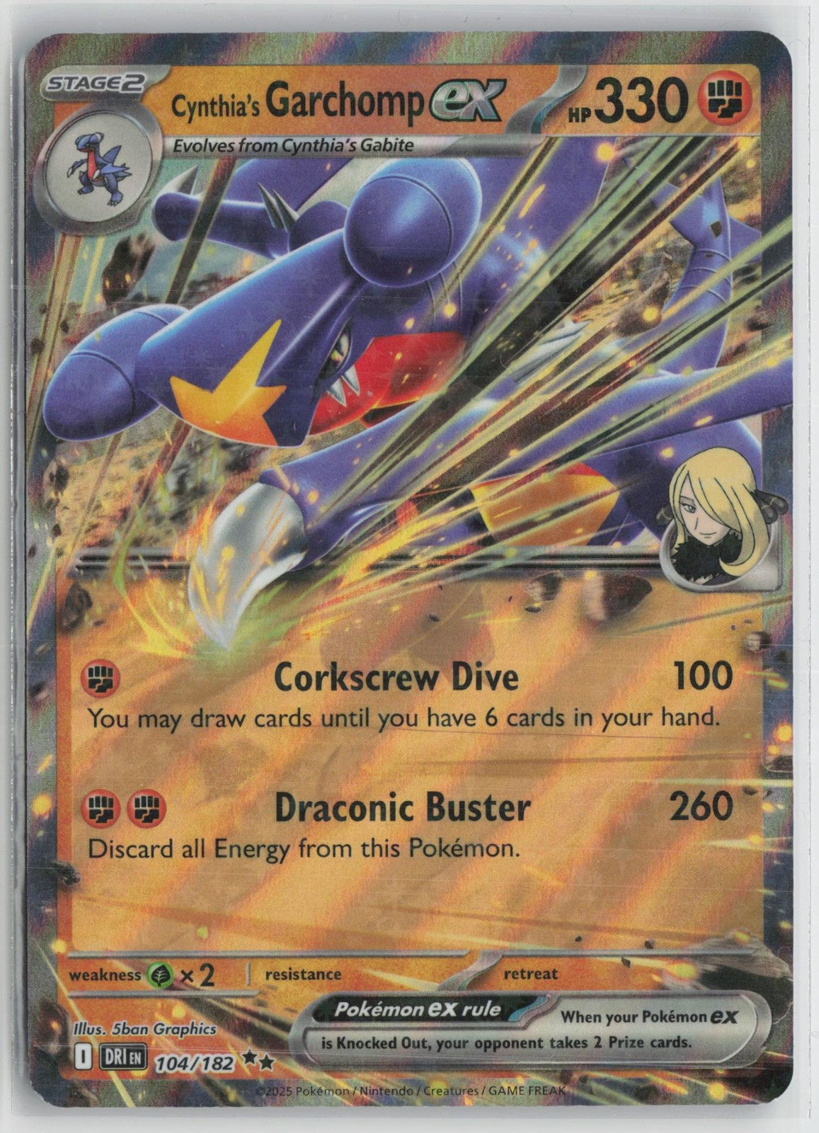 Cynthia's Garchomp ex 104/182 Double Rare Destined Rivals Pokemon NM