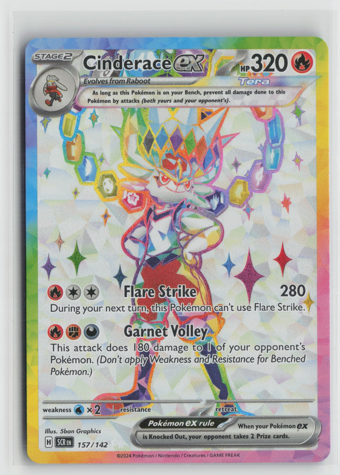 Cinderace ex - Ultra Rare SV07: Stellar Crown 157/142 NM