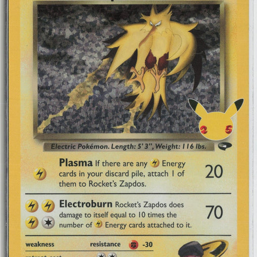 Rocket's Zapdos 15/132 holo Celebrations: Classic Collection Pokemon NM0