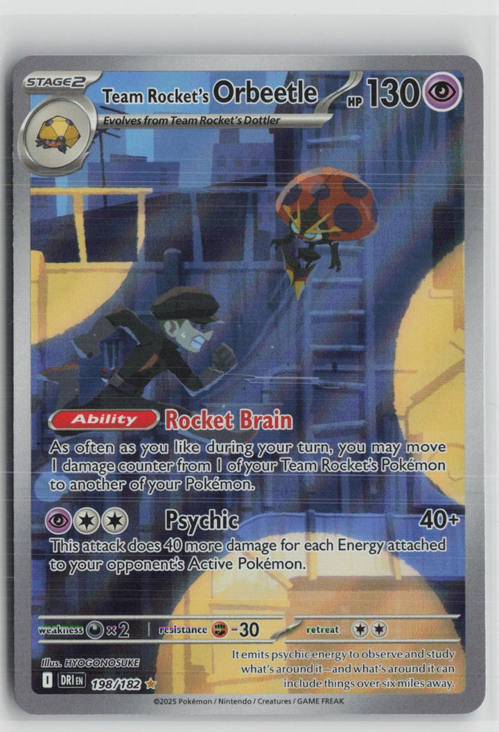 Team Rocket's Orbeetle 198/182 Illustration Rare Destined Rivals Pokemon NM0