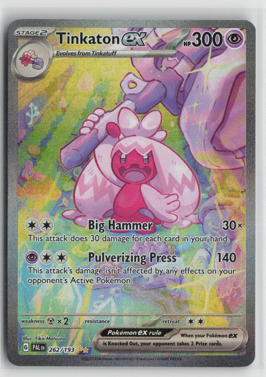 Tinkaton ex 262/193 Special Illustration Rare Paldea Evolved Pokemon NM