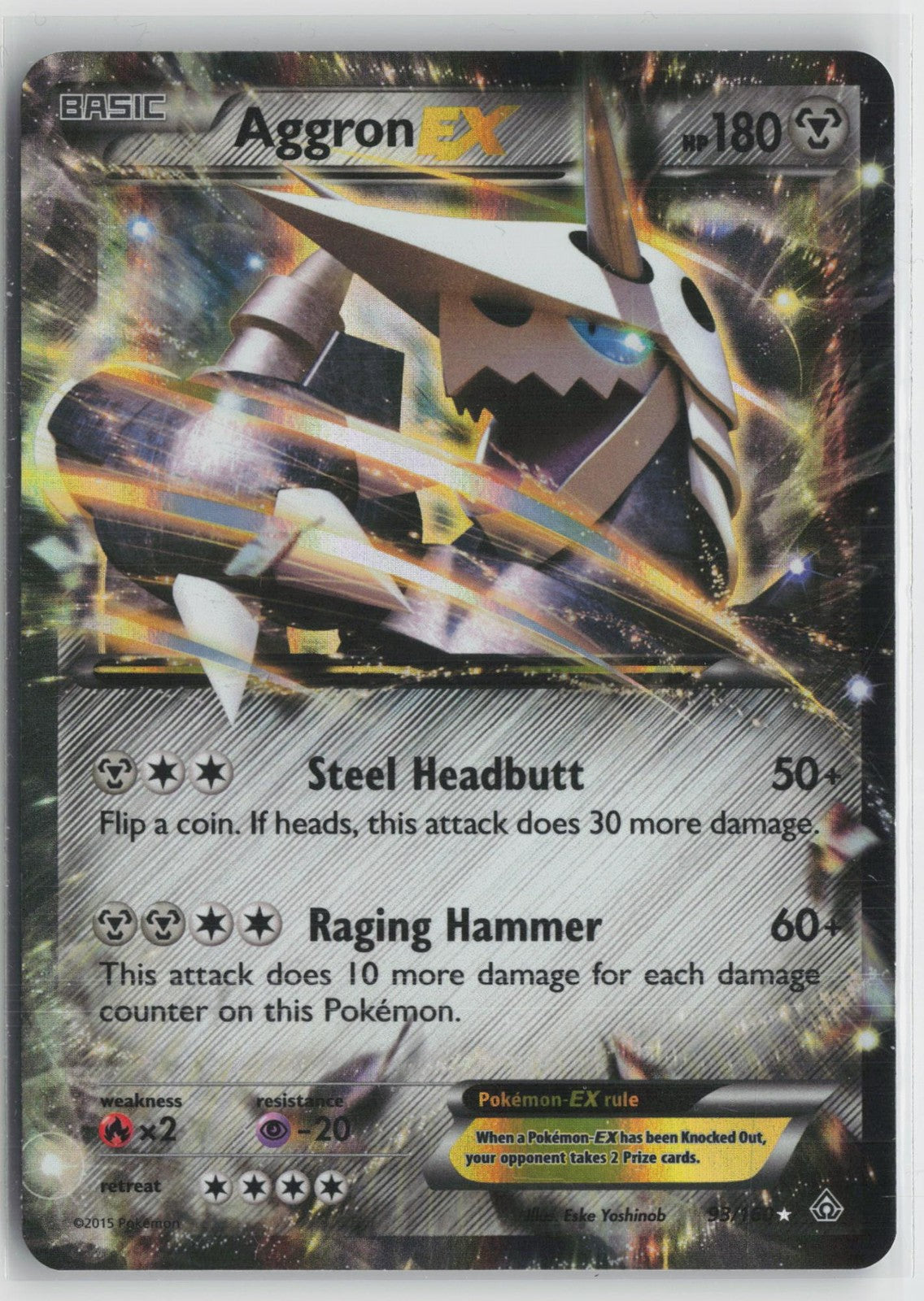 Aggron EX 93/160 Holo EX Rare Primal Clash Pokemon NM
