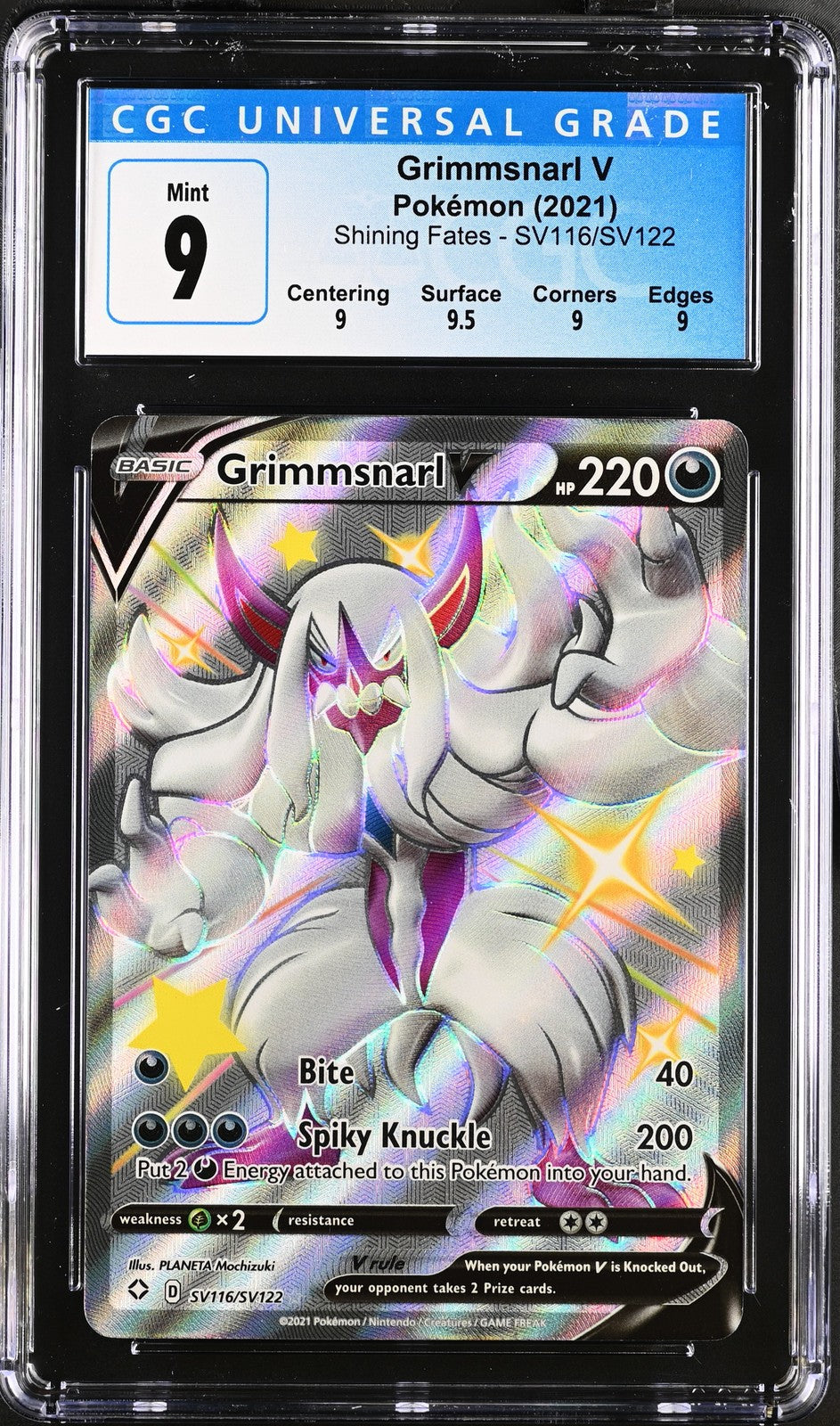Grimmsnarl V SV116/SV122 Shiny Vault Holo Shining Fates Pokemon CGC 9 Mint