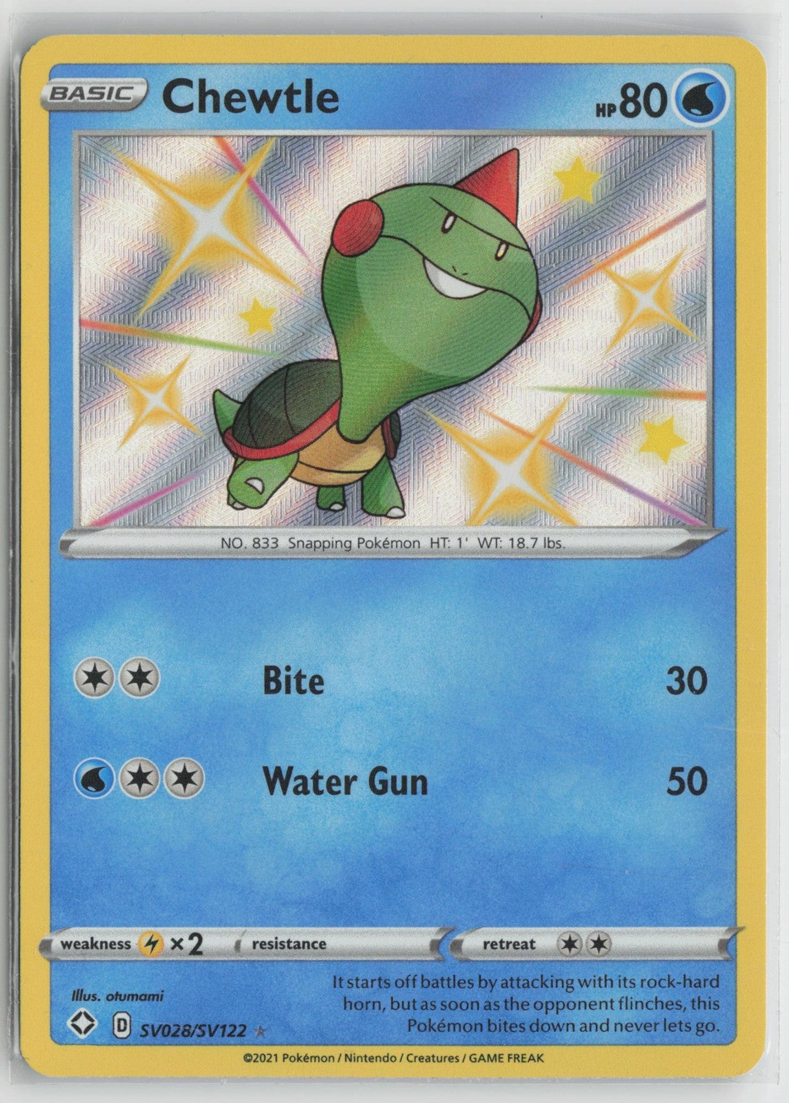 Chewtle SV028/SV122 Rare Shiny Shining Fates Shiny Vault Pokemon NM