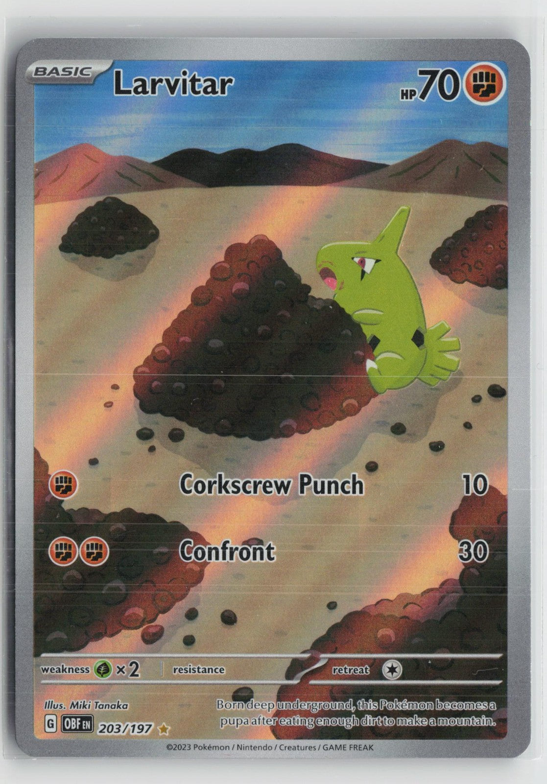 Larvitar 203/197 Illustration Rare Obsidian Flames Pokemon NM