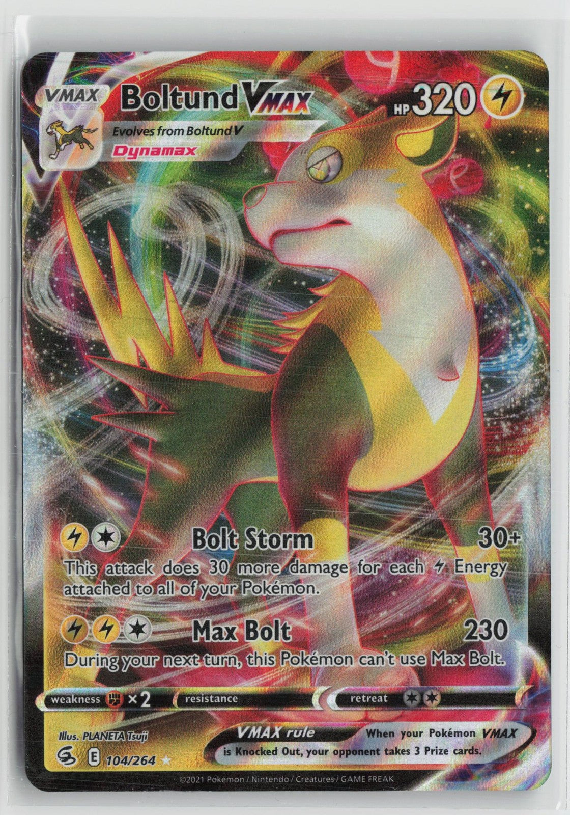 Boltund VMAX 104/264 Holo VMAX Rare Fusion Strike Pokemon NM