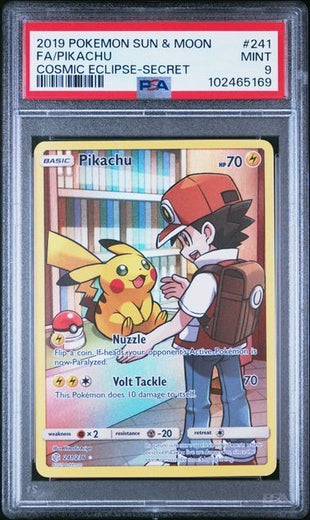 2019 PSA 9 Pikachu 241 Secret Rare S&M Cosmic Eclipse