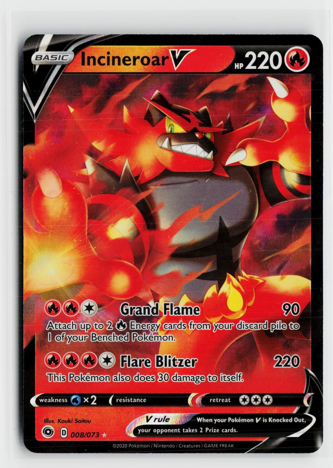 Incineroar V 008/073 Champion's Path NM Holo V Rare Pokemon