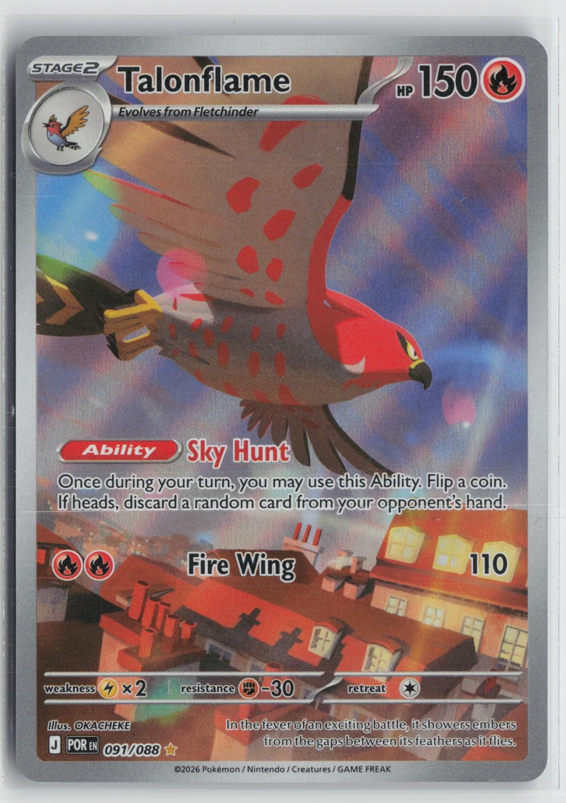 Talonflame 091/088 Holo Illustration Rare Perfect Order Pokemon NM