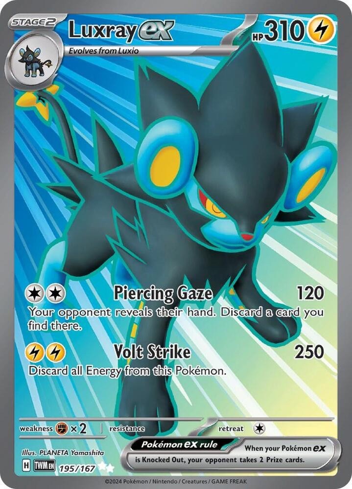 Luxray ex 195/167 Twilight Masquerade TWM Ultra Rare Near Mint Pokemon 2024