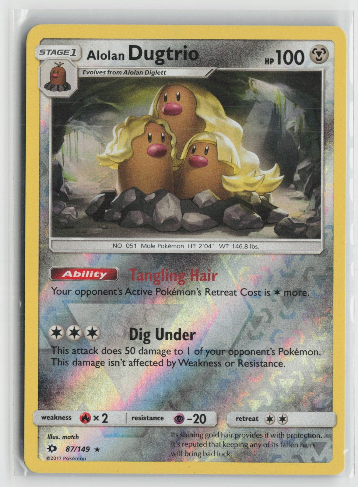 Alolan Dugtrio 87/149 Holo Rare Sun & Moon Pokemon NM