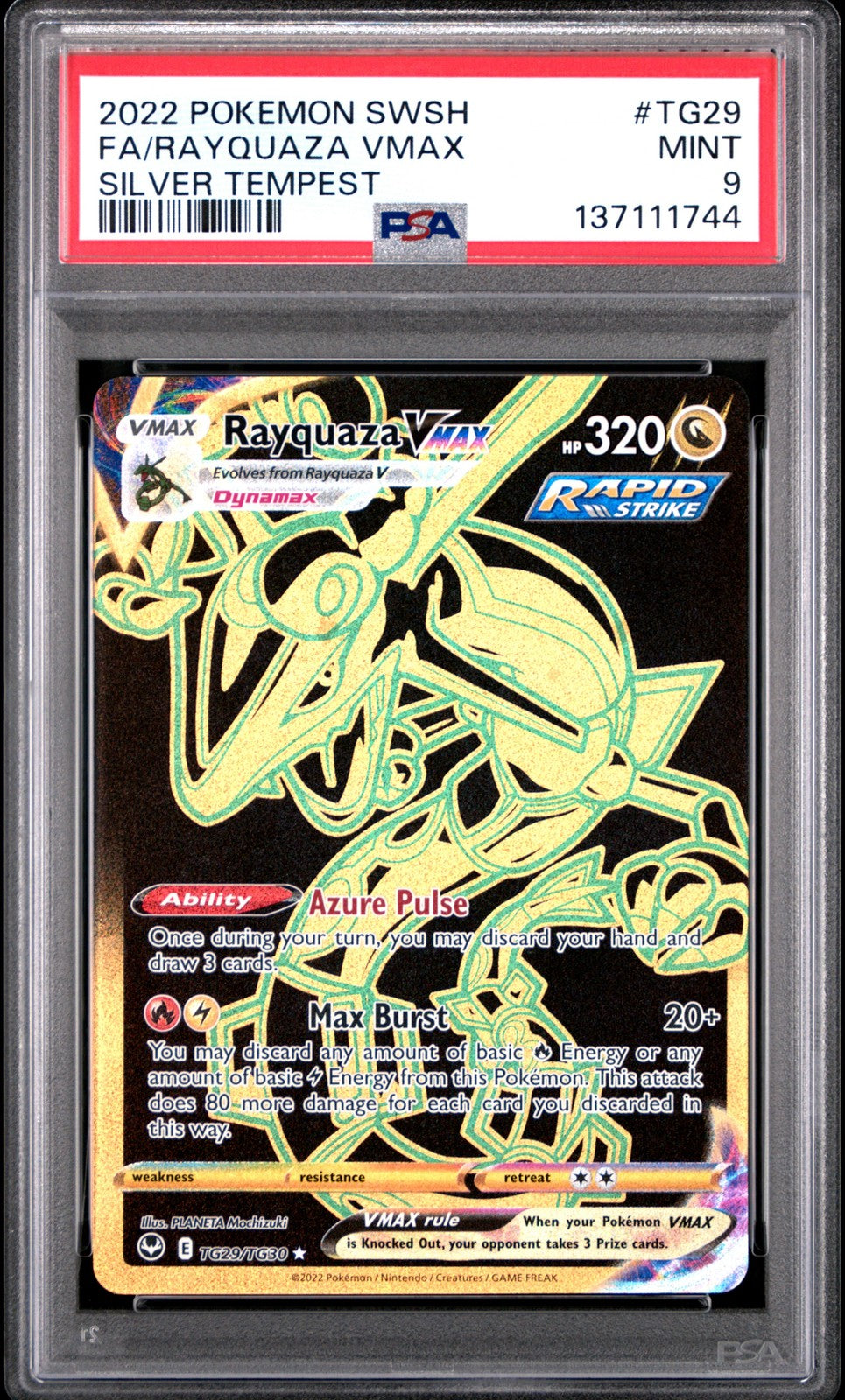 Rayquaza Vmax TG29/TG30 Silver Tempest Pokemon PSA 9