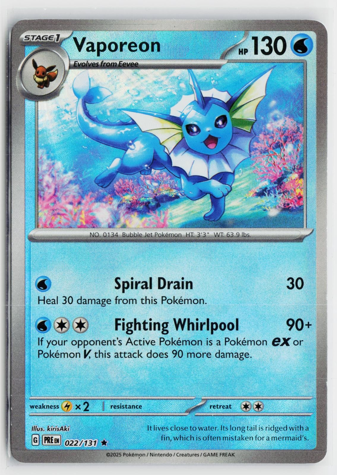 Vaporeon 022/131 Prismatic Evolutions NM Holo R Pokemon