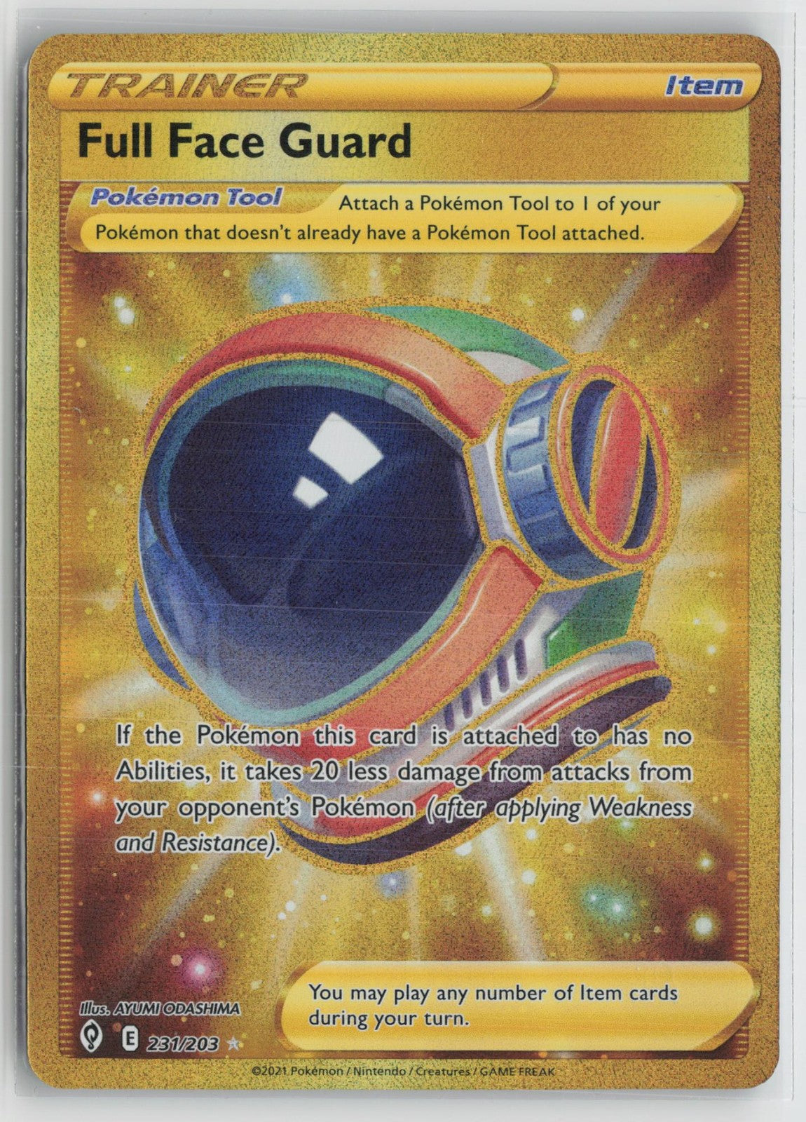 Full Face Guard 231/203 Secret Rare Evolving Skies Pokemon NM