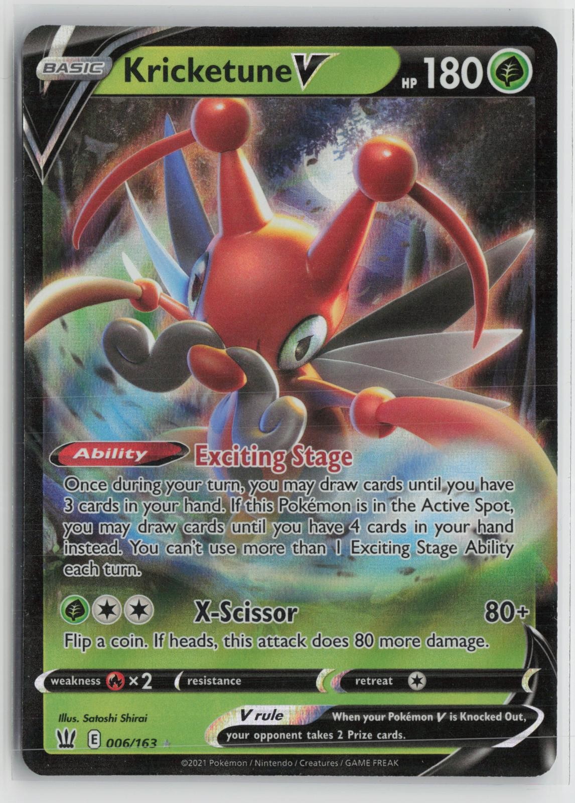Kricketune V 006/163 Holo V Rare Battle Styles Pokemon NM