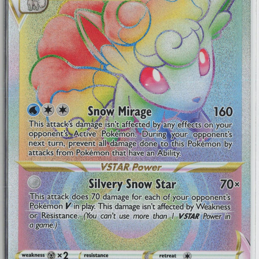 Alolan Vulpix VSTAR 197/195 Rainbow Rare Silver Tempest Pokemon NM0
