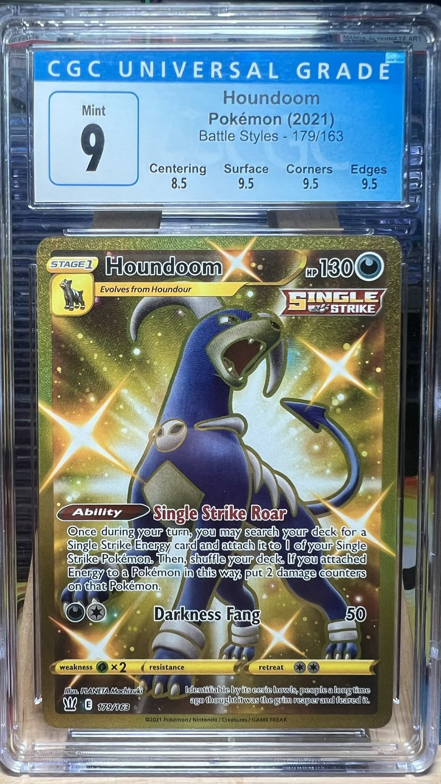 Houndoom 179/163 Secret Rare Holo Battle Styles Pokemon CGC 9 Mint