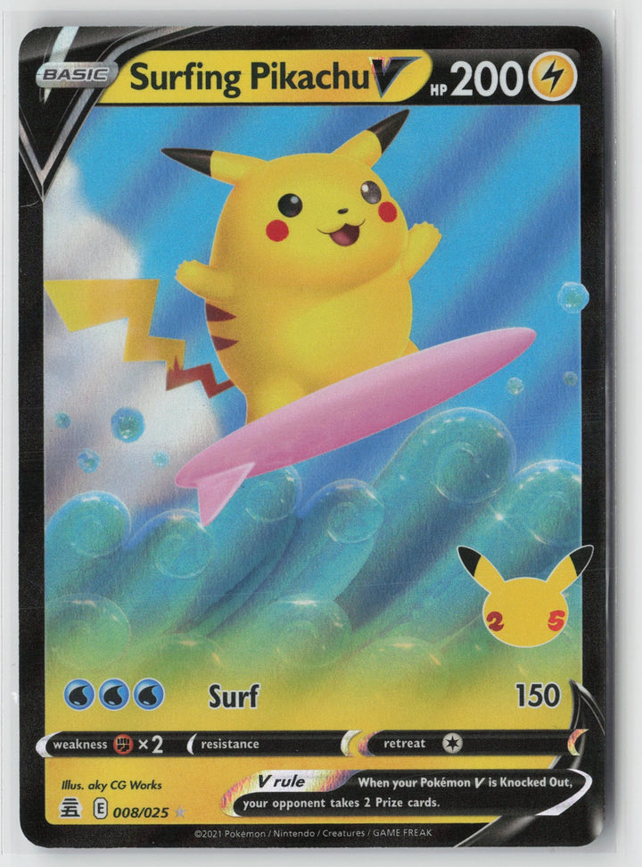 Surfing Pikachu V Ultra Rare Celebrations 008/025 NM0