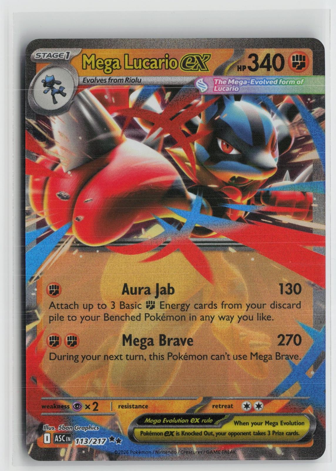 Mega Lucario ex 077/132 Double Rare Mega Evolution Pokemon NM
