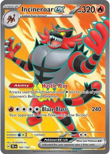 Incineroar ex 187/162 Temporal Forces TEF Ultra Rare Near Mint Pokemon 2024