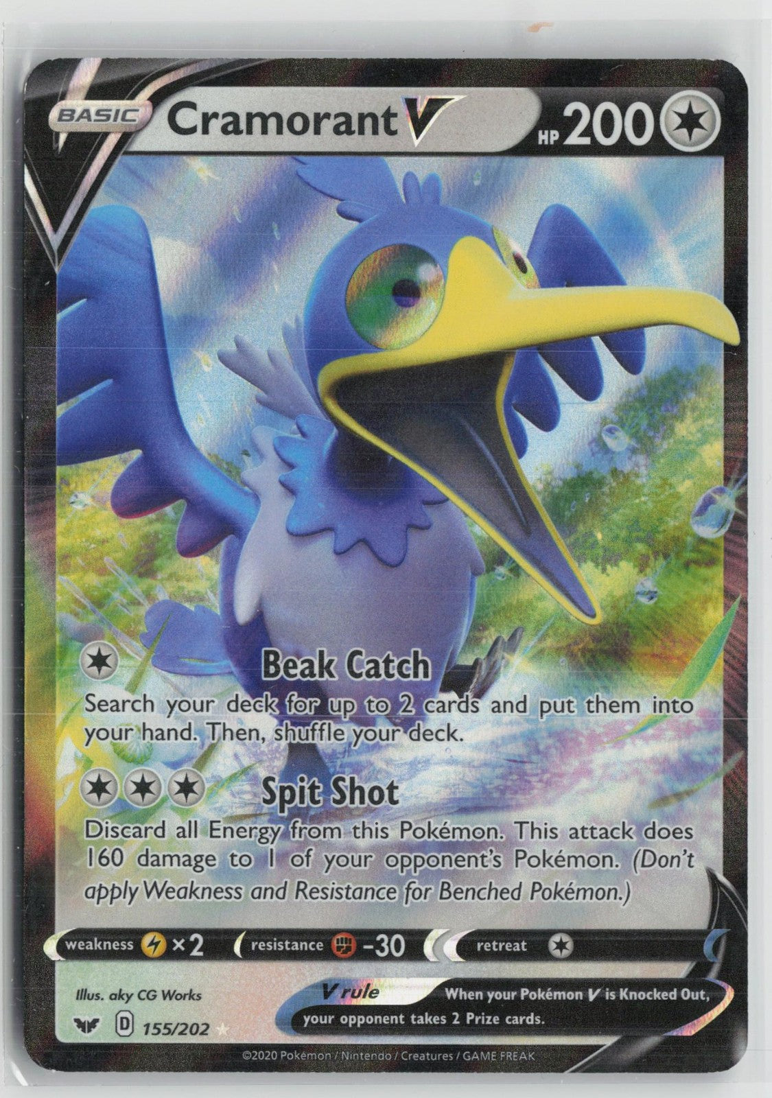 Cramorant V 155/202 Holo V Rare Sword & Shield Pokemon NM