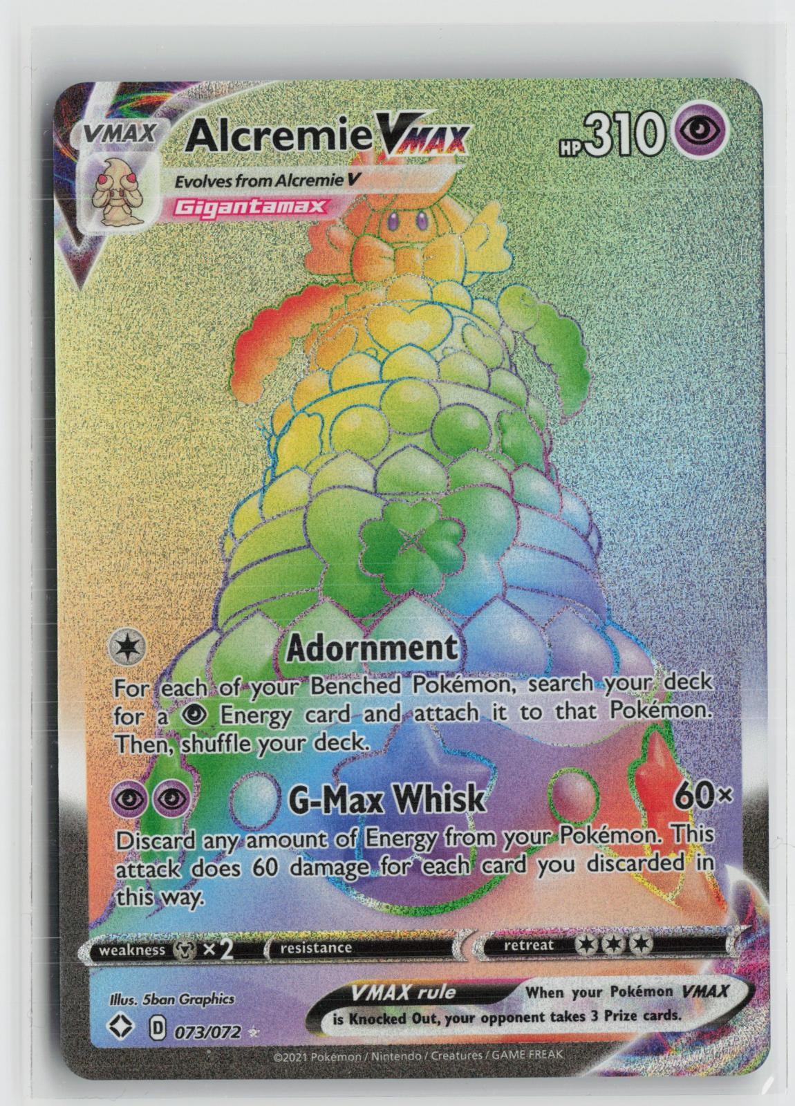 Alcremie VMAX 073/072 Rainbow Rare Shining Fates Pokemon NM