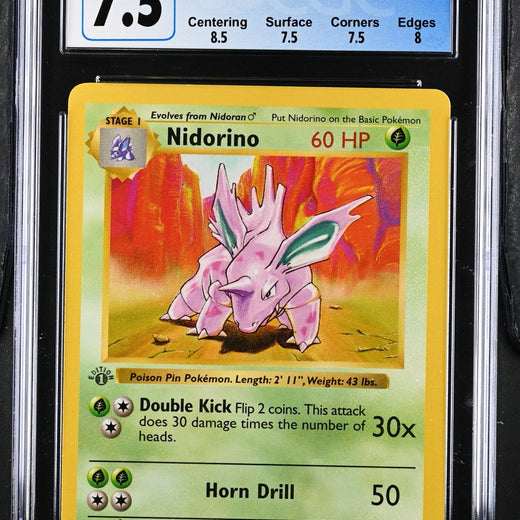 Nidorino 37/102 Base Set - 1st Ed. Pokemon CGC 7.5 Near Mint+0