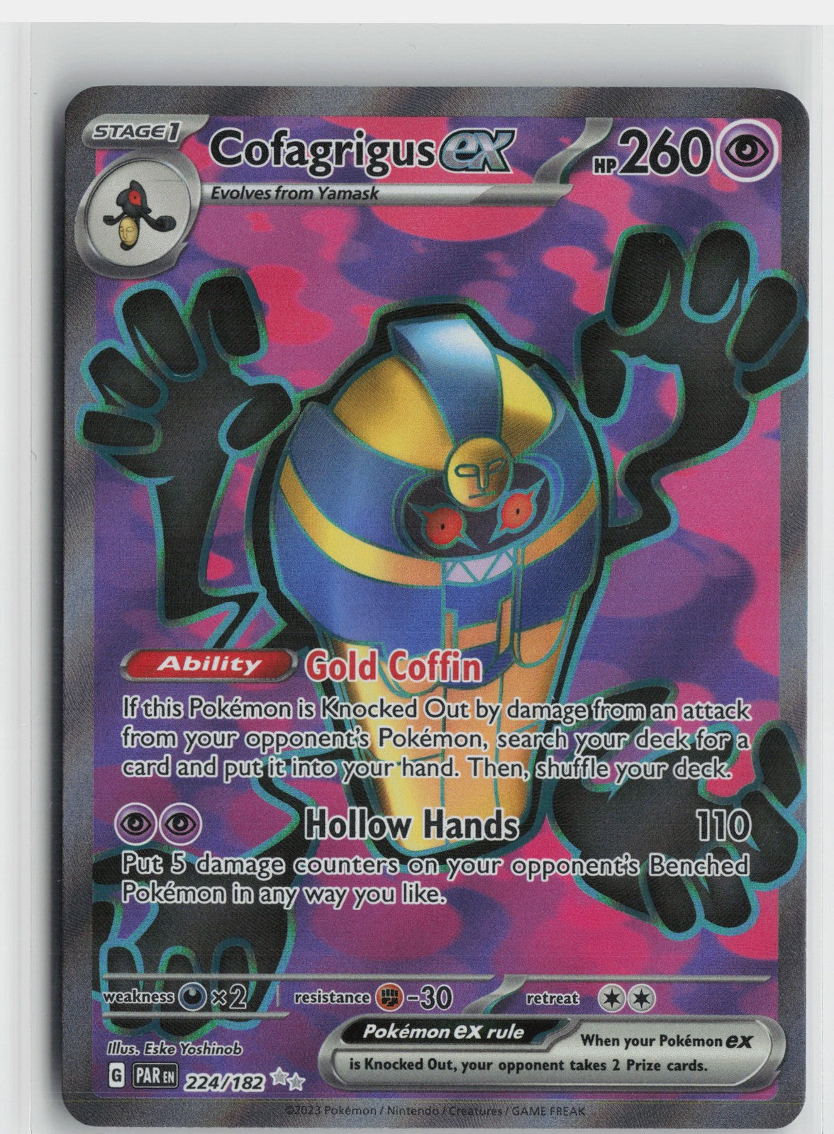 Cofagrigus ex - Ultra Rare SV04: Paradox Rift 224/182 NM