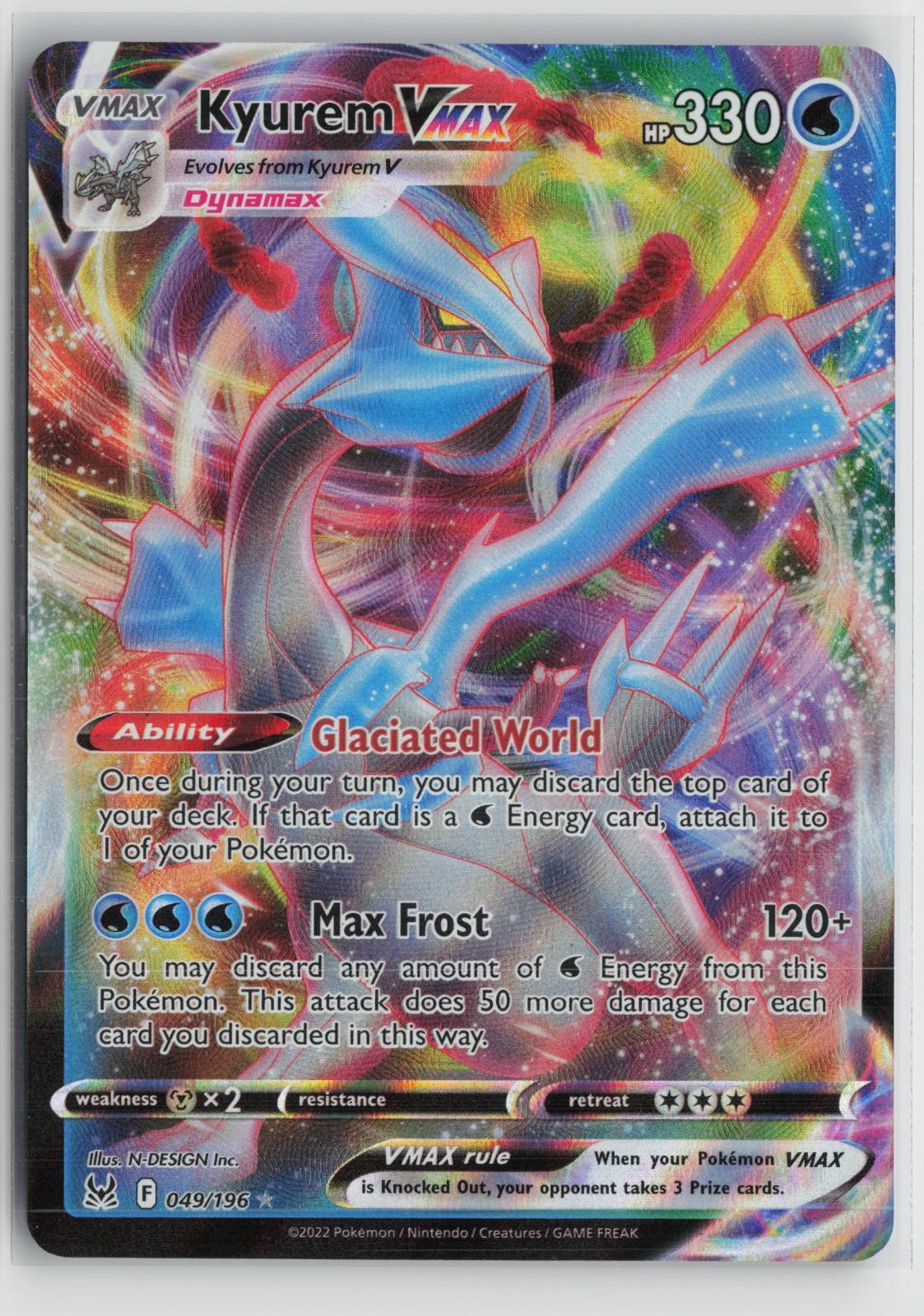 Kyurem VMAX 049/196 Holo VMAX Rare Lost Origin Pokemon NM