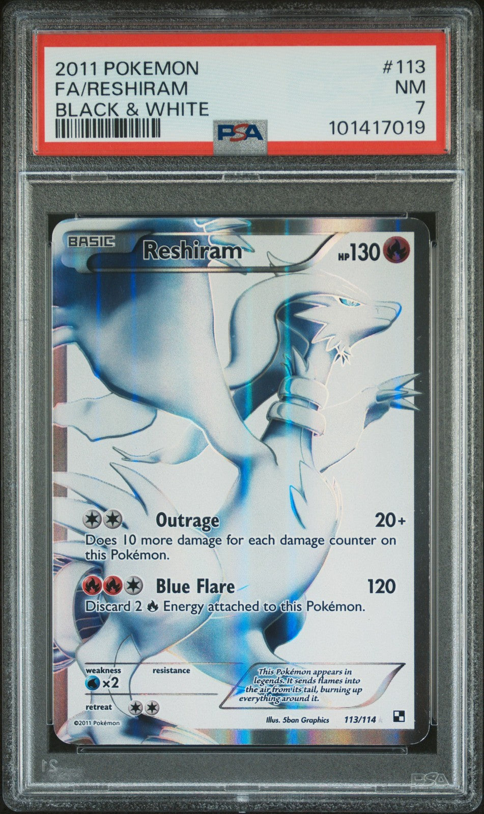 Reshiram 113/114 Black & White Pokemon PSA 7