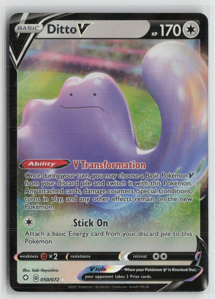 Ditto V 050/072 Holo V Rare Shining Fates Pokemon NM0